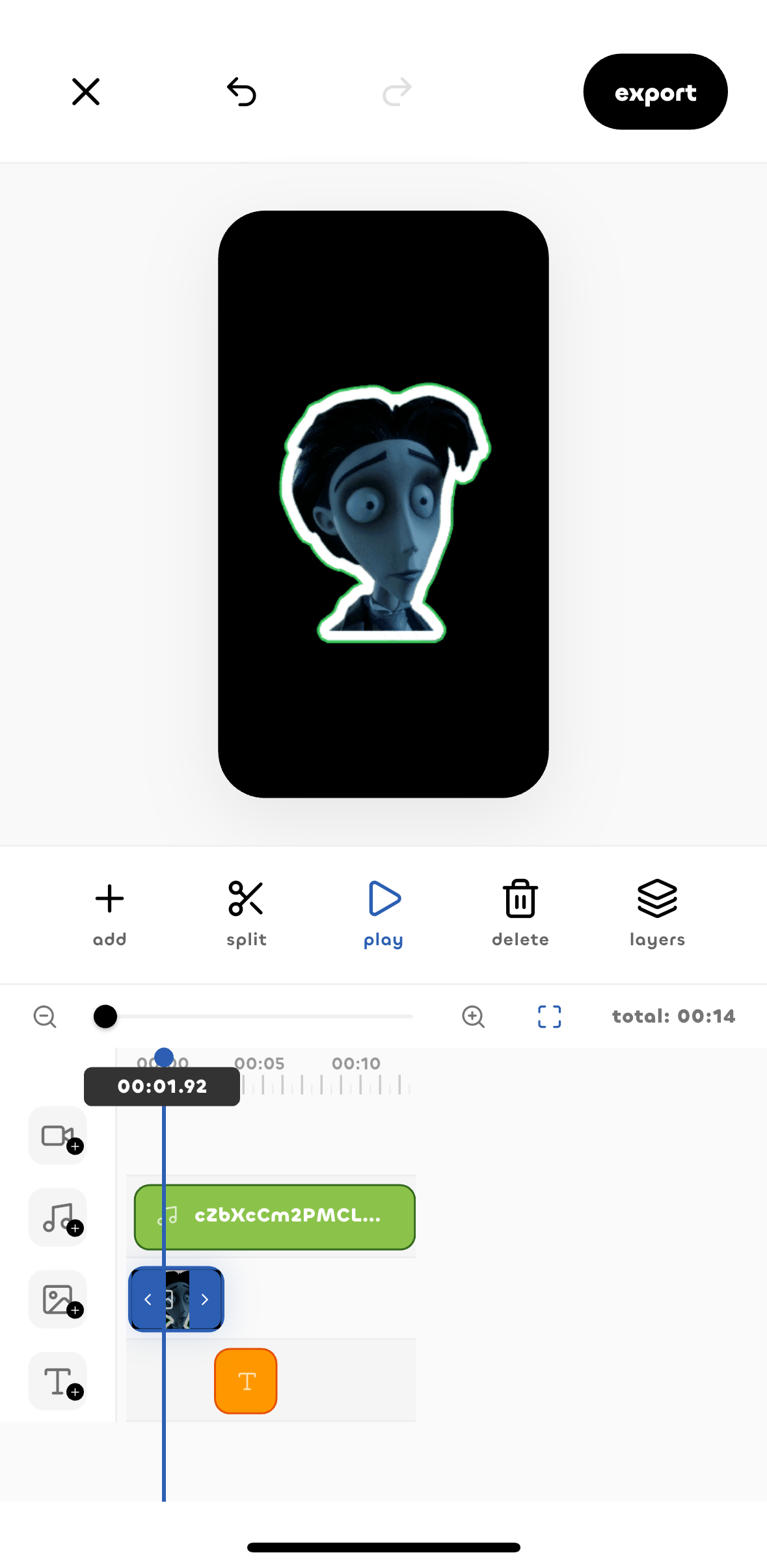 clipping screen timeline editor